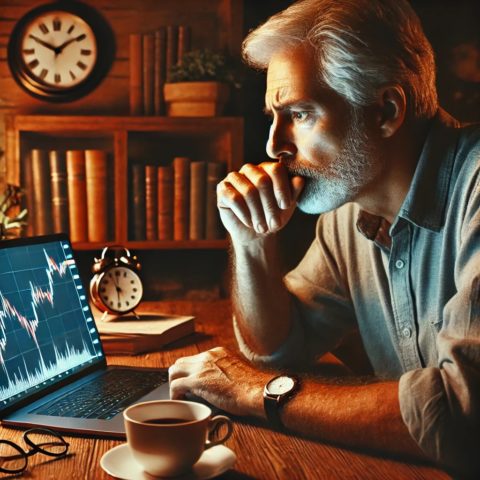 データを眺める60代